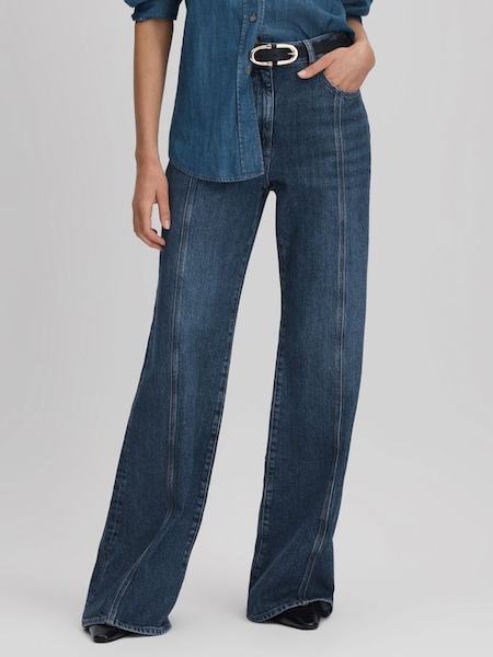 Flared Front Seam Jeans in Mid Blue (Q96678) | $225