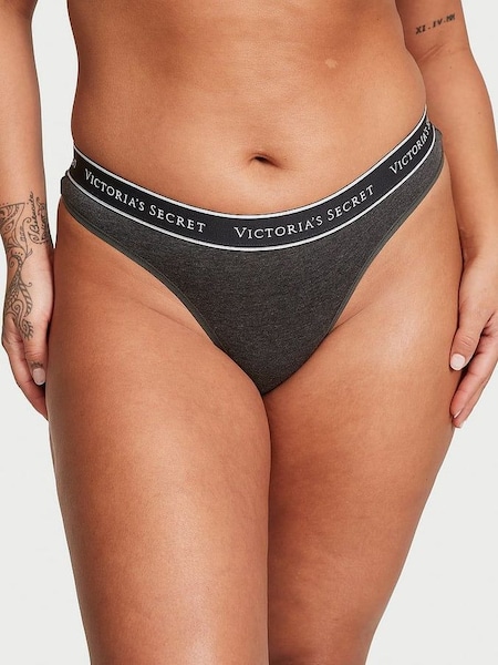 Charcoal Heather Grey Thong Logo Knickers (Q98070) | €10.50