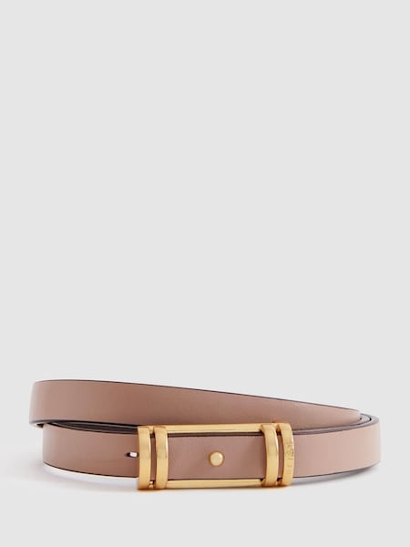 Thin Leather Belt in Nude (Q99134) | SAR 330