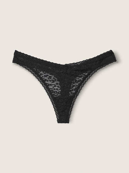 Black Lace Logo Thong Knickers (R73026) | €10.50