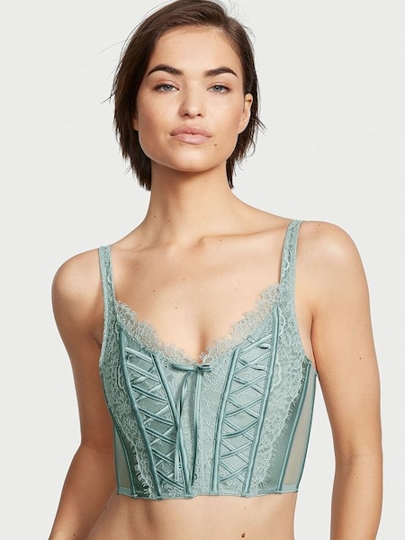 Sage Dust Green Lace Unlined Corset Bra Top (R74615) | €27