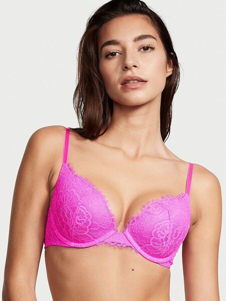 Pink Berry Push Up Lightly Lined Lace Demi Bra (R74747) | €27