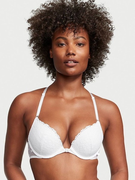White Lace Front Fastening Push Up T-Shirt Bra (R74873) | €19.50