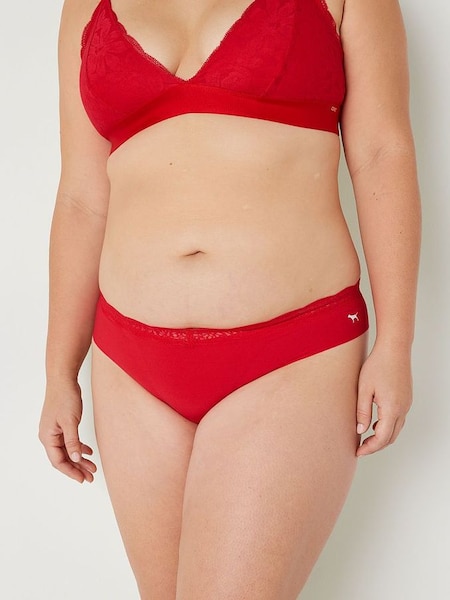 Script Pepper Red No Show Lace Trim Thong Knickers (R74948) | €10.50