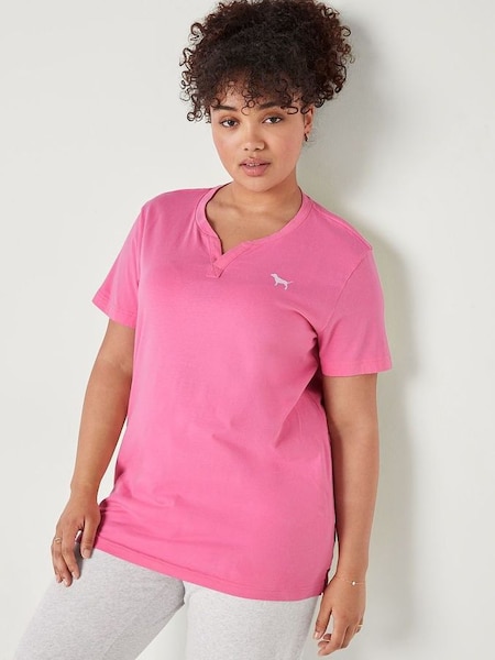 Dreamy Pink V Neck Short Sleeve T-Shirt (R81776) | €15.50