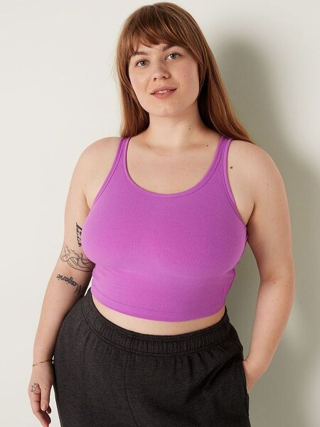 House Party Pink Cropped Rib Tank Top (R92660) | €18.50
