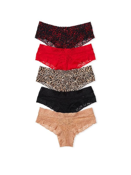 Black/Red/Nude/Leopard Cheeky Lace Knickers Multipack (R93419) | €13.50