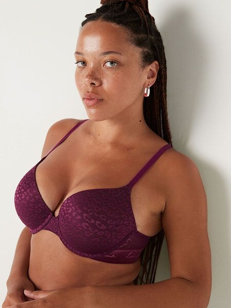 Rich Maroon Purple Lace Lightly Lined Push Up T-Shirt Bra (RC5621) | €19.50