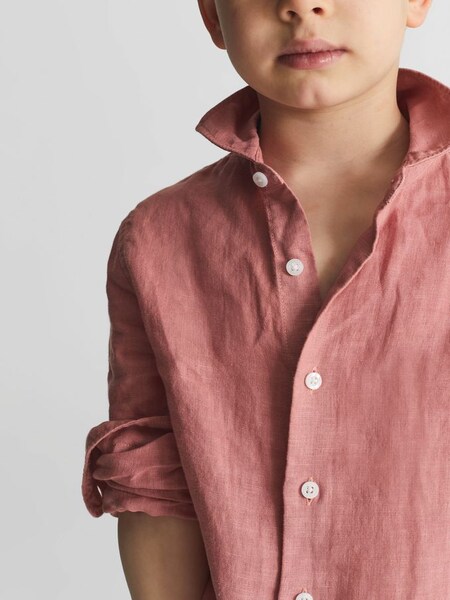 Long Sleeve Linen Shirt in Coral (T00722) | CHF 55
