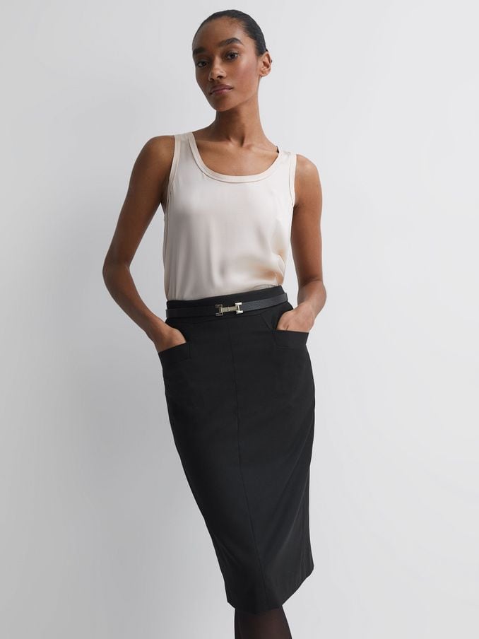 Plain black work skirt sales