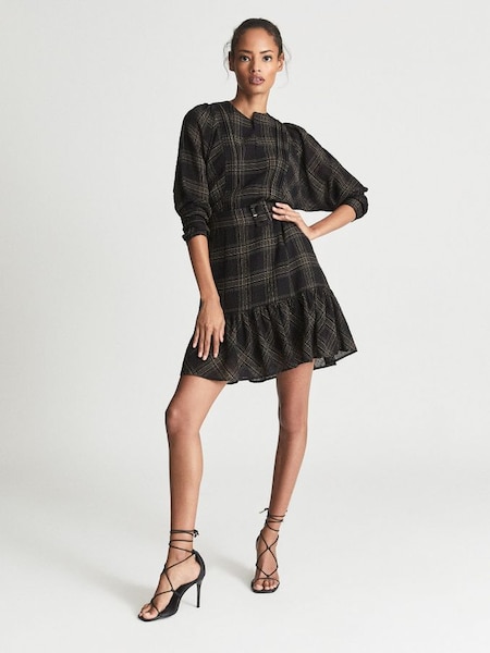 Checked Mini Dress in Black (T42463) | SAR 1,125