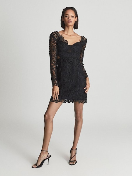 Lace Bodycon Dress in Black (T42550) | SAR 1,410