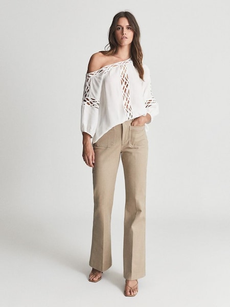Lace Detail Blouse in Ivory (T42923) | $123