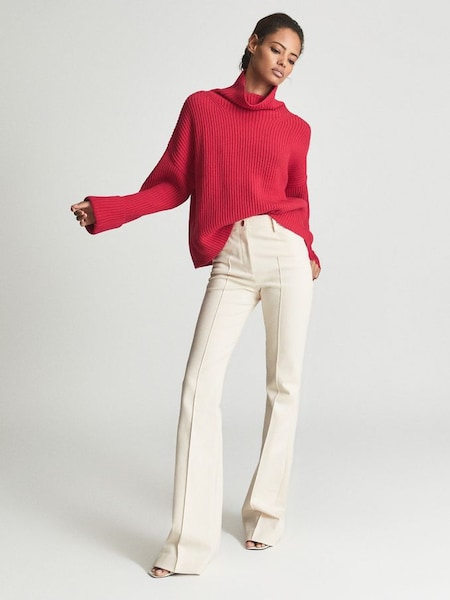 Oversized Roll Neck Jumper in Red (T43426) | $121