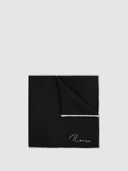 淨色絲質黑色西裝手帕 (T44733) | HK$580