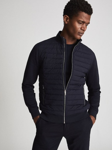 Quilted Hybrid Jacket in Navy (T44912) | $350