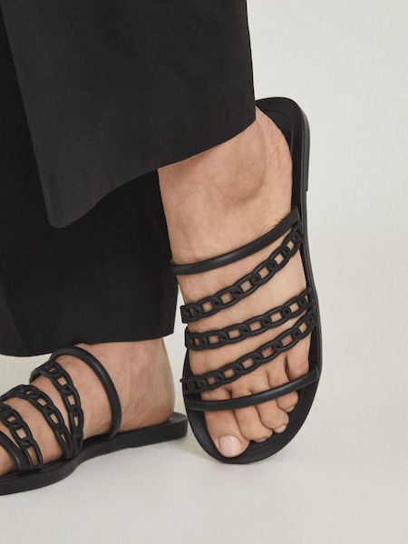 Chain Detail Jelly Sandals in Black (T46367) | $84