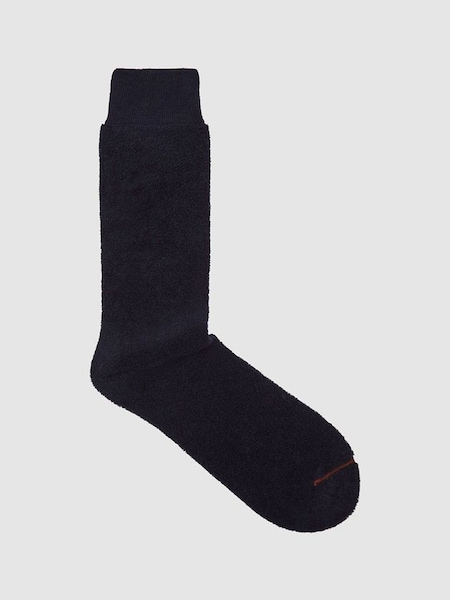 Cotton Blend Terry Socks in Navy (T50808) | $11