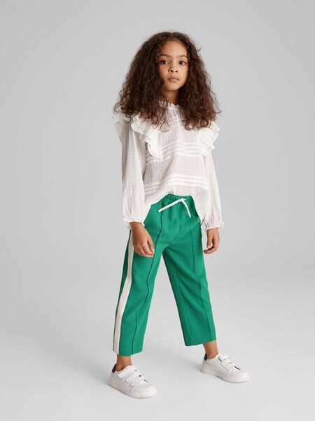 Junior Side Stripe Tapered Track Trousers in Green (T57738) | €43