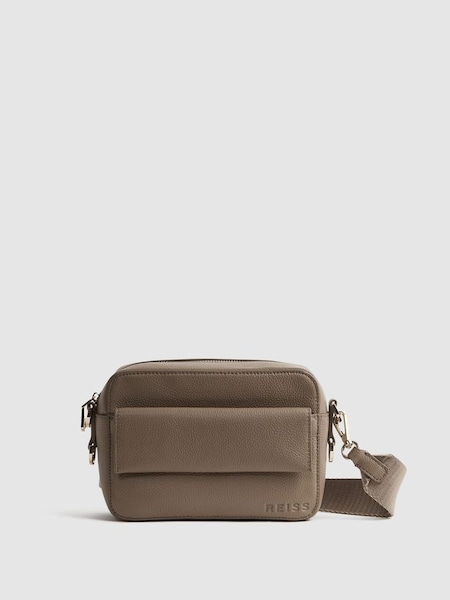 Leather Crossbody Bag in Taupe (T68405) | $240