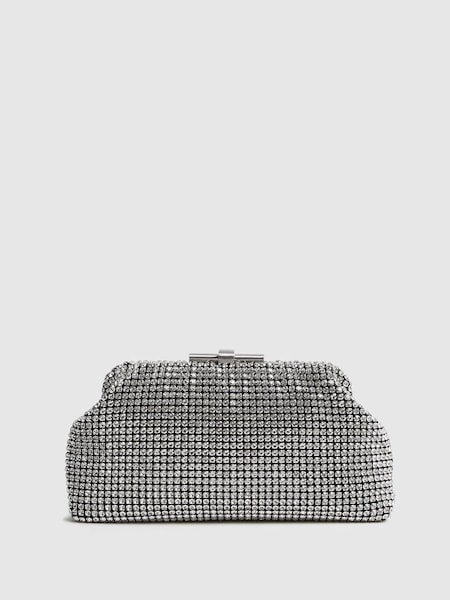 Embellished Clutch Bag in Silver (T68857) | $240