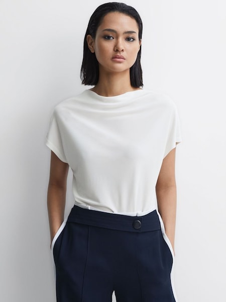 High Neck Jersey Top in Cream (T83905) | CHF 115