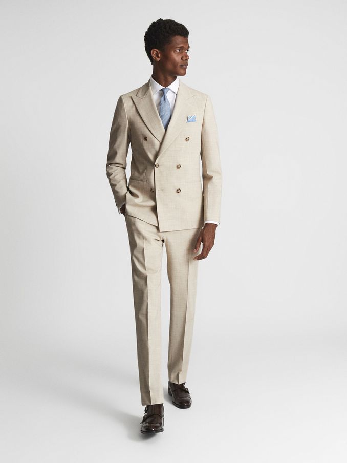 Mens check online skinny suit