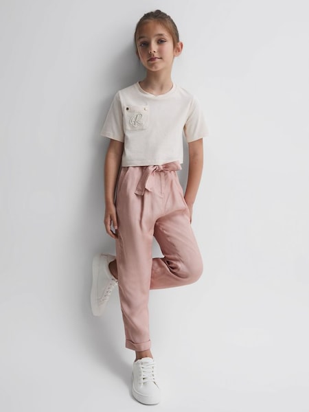 粉色大童款紙袋式工裝褲 (T99369) | HK$452