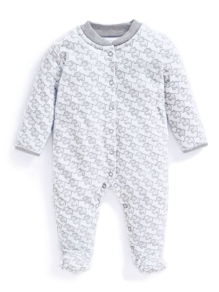 Grey Little Elephant Cotton Baby Sleepsuit (U06721) | €26