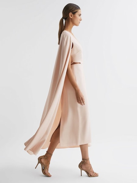 Cape-Style Midi Dress in Nude (U06728) | $241