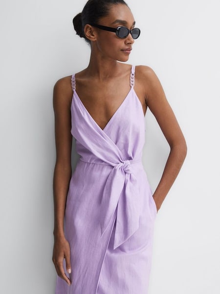 淺紫色嬌小款側綁帶中長連身裙 (U12397) | HK$1,205