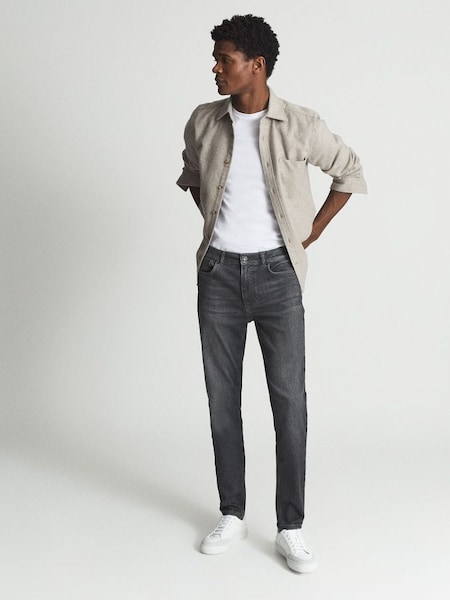 Slim Fit Washed Jeans in Grey (U14606) | SAR 670