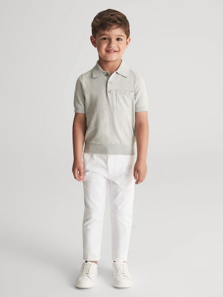Junior Slim Fit Casual Chinos in White (U14608) | $60