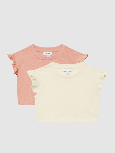 Junior Cropped-T-Shirts mit gerüschten Ärmeln im 2er-Pack, mehrfarbig (U19488) | 22 €