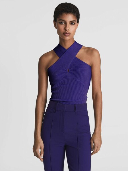 Knitted Halterneck Cami Vest Top in Purple (U26700) | $75
