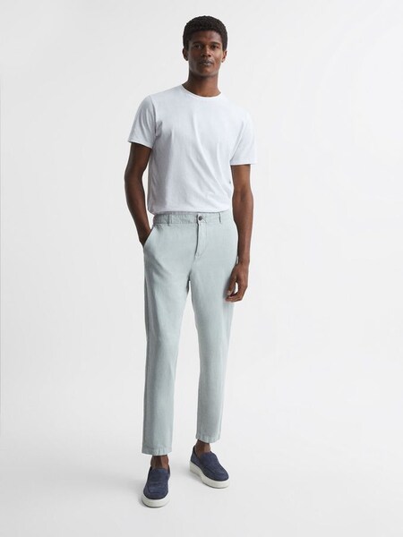 Cotton-Linen Blend Casual Trousers in Sage (U29415) | €43