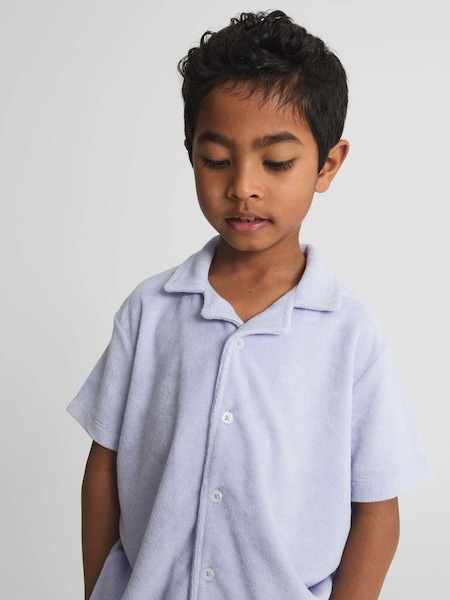 Junior Short Sleeve Cuban Collar Shirt in Lilac (U30653) | $24