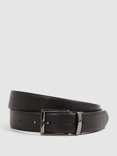 Ceinture réversible en cuir noir et marron (U32997) | 80 €