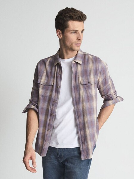PAIGE Twin Pocket Checked Overshirt in Toasted Vanilla (U43127) | €265