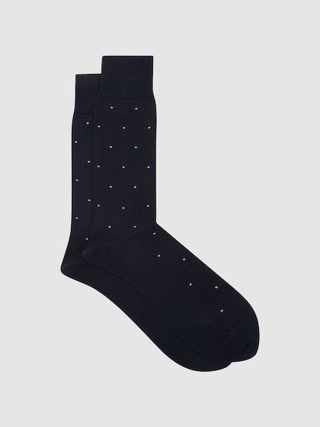 Marineblauwe sokken met stippen (U49339) | € 15