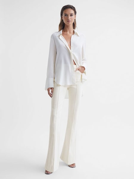 嬌小款乳白色高腰喇叭褲 (U53548) | HK$1,130