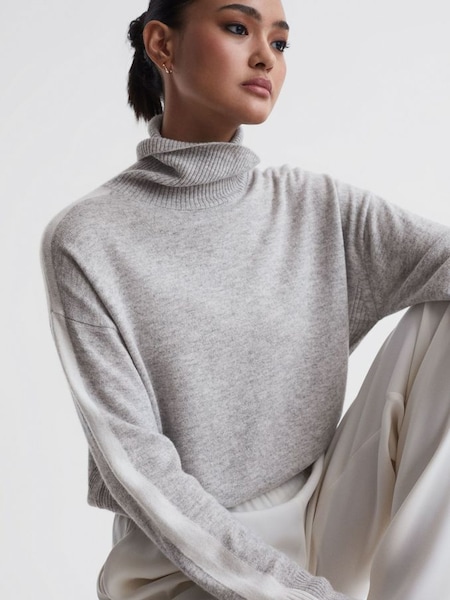 羊毛 Blend 灰色/白色高翻領套衫 (U54592) | HK$874