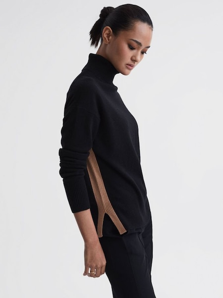 羊毛 Blend 黑色/駝色高翻領套衫 (U54596) | HK$881