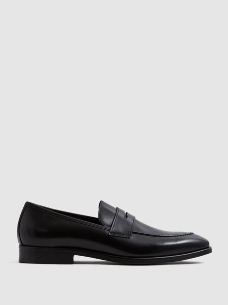 黑色馬鞍裝飾皮革樂福鞋 (U70186) | HK$1,956