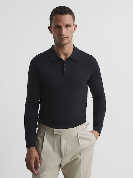 Merino Wool Polo Shirt in Slate (U70219) | €49