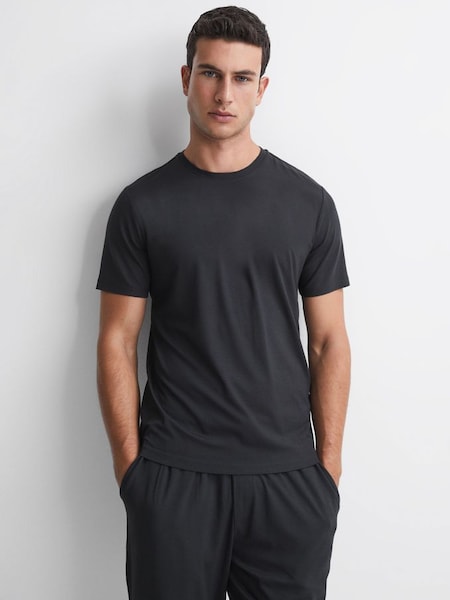 Jersey Crew Neck Short Sleeve T-Shirt in Charcoal (U71806) | HK$425