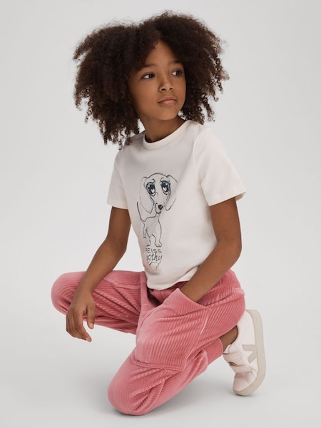 Junior Relaxed Corduroy Drawstring Trousers in Pink (U71814) | $60