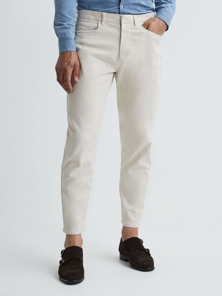 Pantalons coupe décontractée en coton brossé couleur Grège (U72209) | 115 €