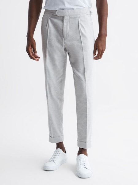 Tapered Side Adjuster Trousers in Soft Grey (U72210) | €134