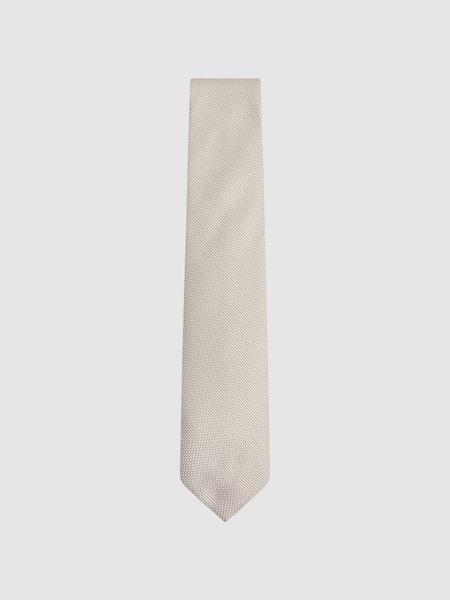 Textured Silk Blend Tie in Champagne (U74296) | $75